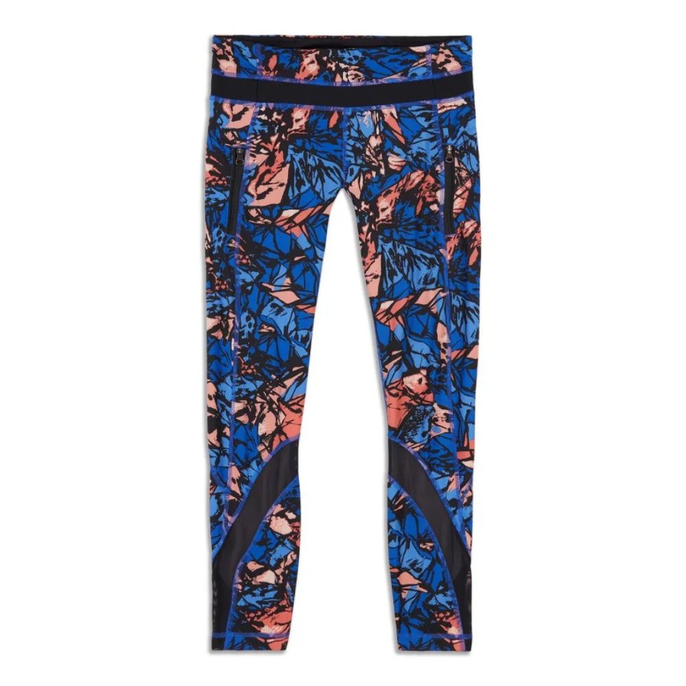 Lululemon Pace Rival Crop Leggings in Paint Storm Size 10 with Zipper Pockets